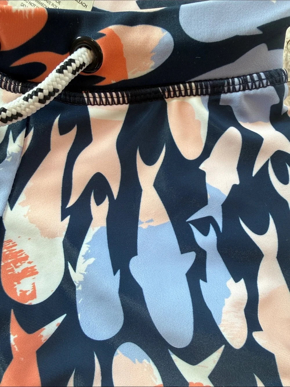 Snapper Rock Coral, Navy & Light Blue Patterned Athletic Shorts
